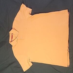 IZOD Polo Shirt Men's Orange Logo Casual Work Short Sleeve Size Large